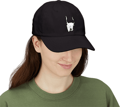 Get Raw Milk Aurochs White Embroidery Baseball Hat